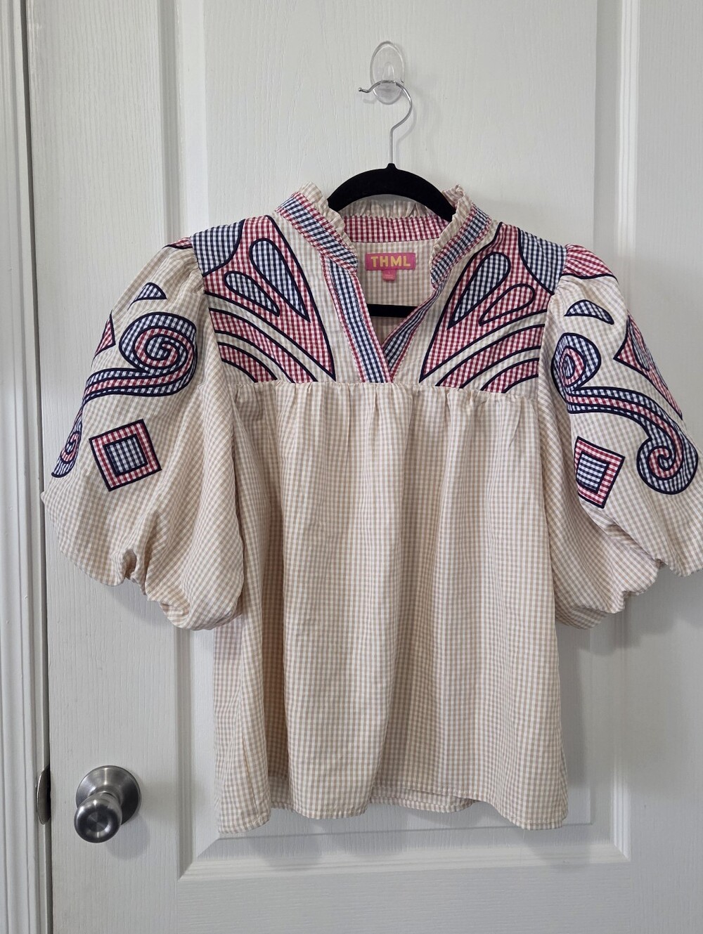 THML Cream Blouse with Pink and Navy Embroidery - Picture 2 of 3